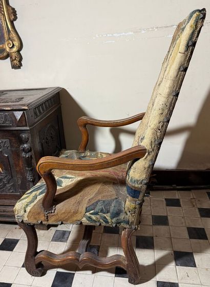 Pair of armchairs in molded natural wood,...