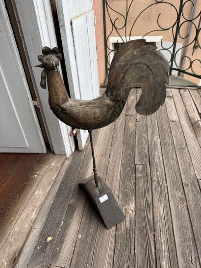 Sheet metal steeple rooster mounted on a...