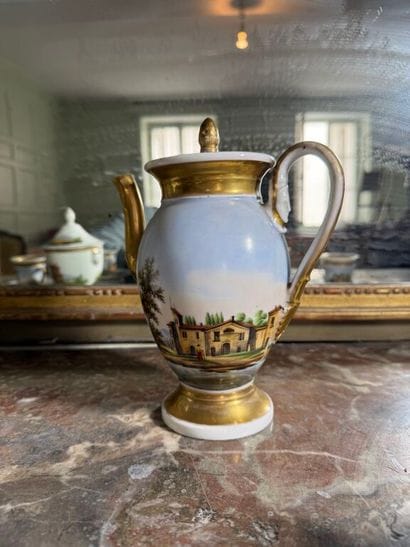 Part of a Paris porcelain coffee service,...