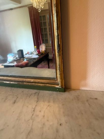 Gilded and stuccoed wood mirror trumeau with...