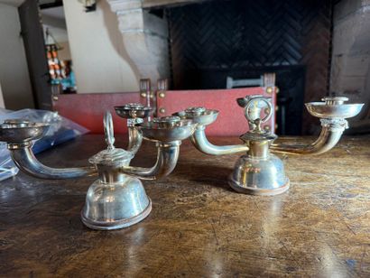 CHRISTOFLE. 
Pair of Art Deco style silver-plated...