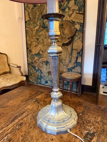 Antique silver-plated bronze pike pole, drilled...