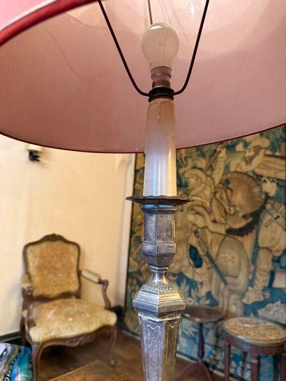 Antique silver-plated bronze pike pole, drilled...