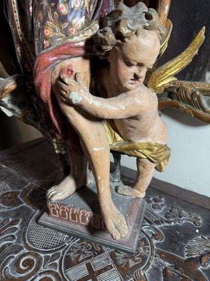 Saint Roch in carved, polychromed and gilded...
