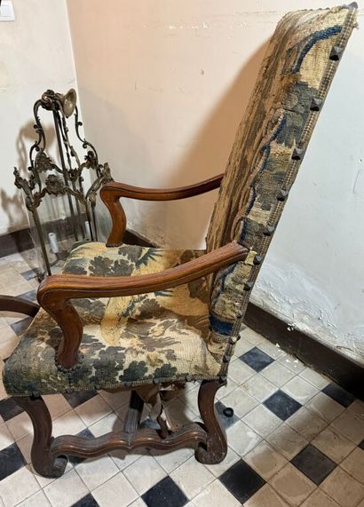Pair of armchairs in molded natural wood,...