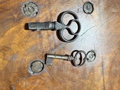 Richly carved walnut and bone bargueño with...