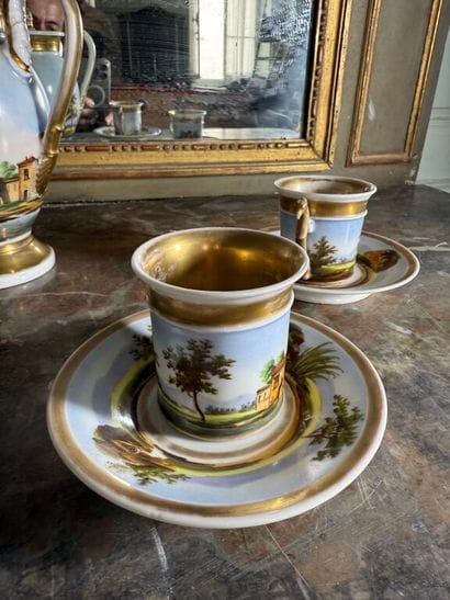 Part of a Paris porcelain coffee service,...