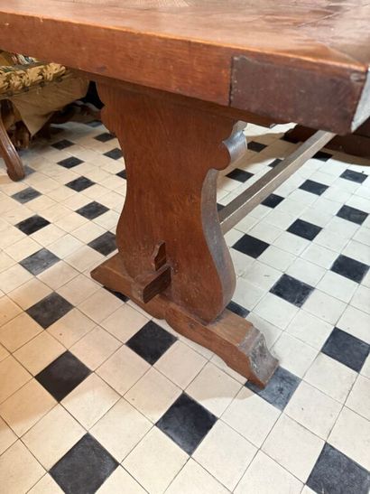 Rectangular oak dining table with parquet...
