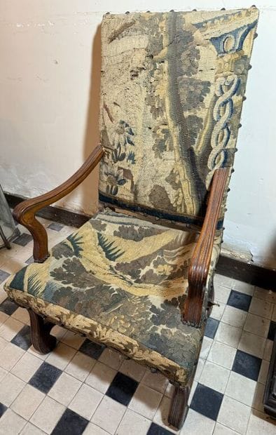 Pair of armchairs in molded natural wood,...