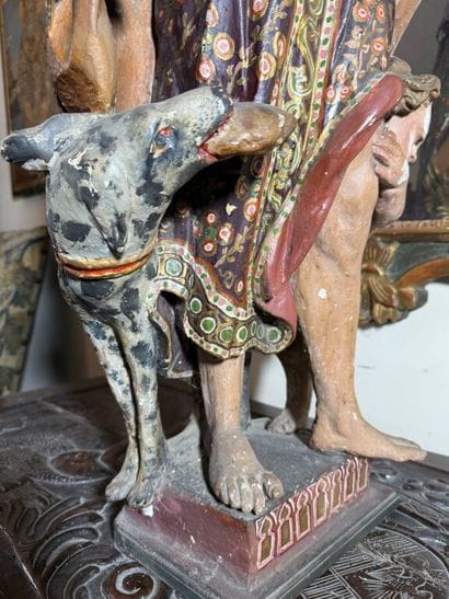 Saint Roch in carved, polychromed and gilded...