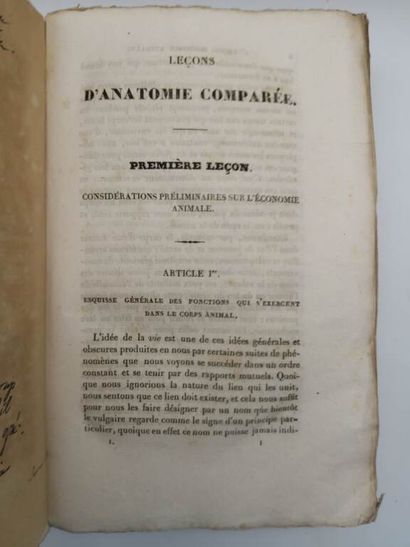 CUVIER, Georges. Leçons d'anatomie comparée...Recueillies...