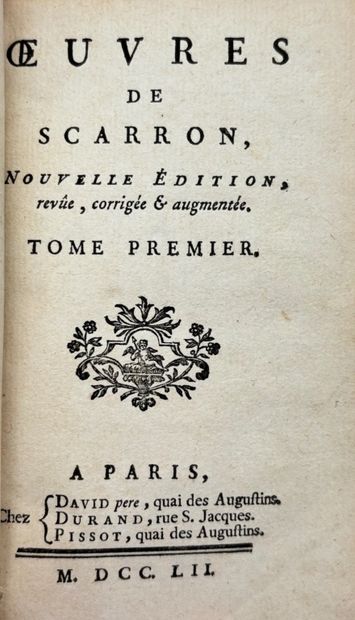 SCARRON, Paul. OEuvres de Scarron.

Edité...