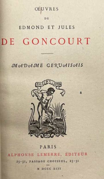 GONCOURT, Edmond et Jules de. 5 novels by...