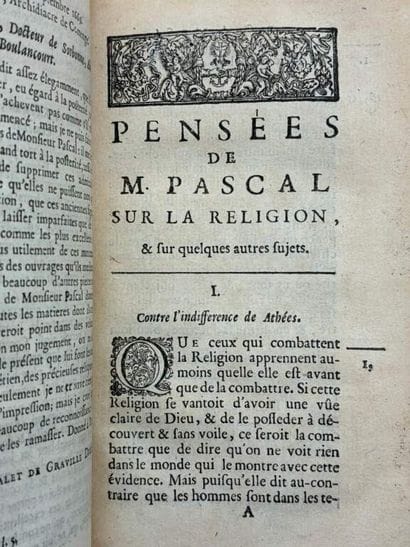 PASCAL, Blaise. Pensées de M. Pascal sur...