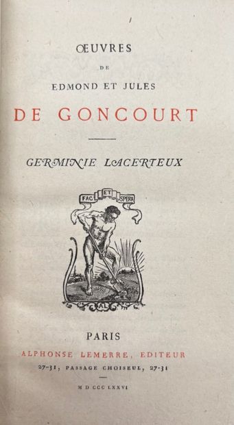 GONCOURT, Edmond et Jules de. 5 novels by...