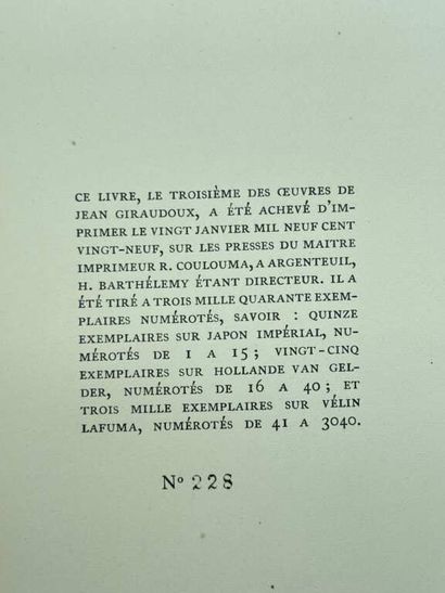 GIRAUDOUX, Jean. 4 novels, including on Japon...