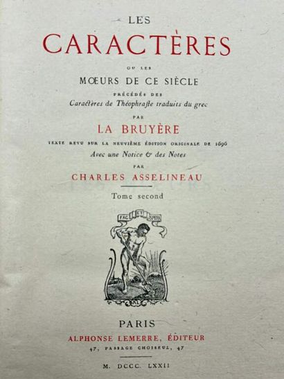 LA BRUYÈRE, Jean de. Les Caractères ou Les...