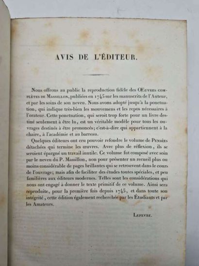 MASSILLON, Jean-Baptiste. OEuvres de Massillon,...