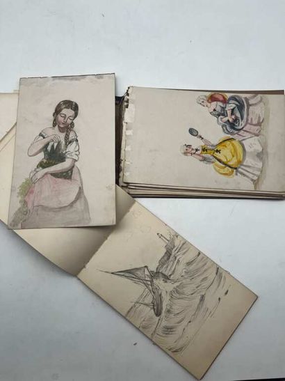 FRENCH ECOLE (19th century). Two notebooks...