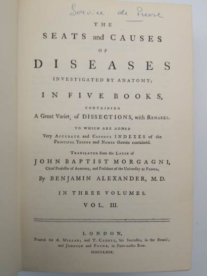 MORGAGNI, Jean-Baptise. The Seats and Causes...