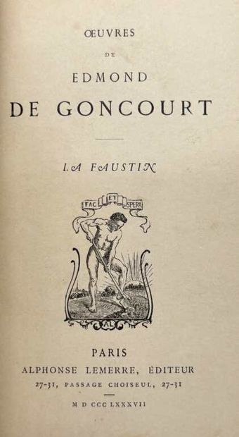 GONCOURT, Edmond et Jules de. 5 novels by...