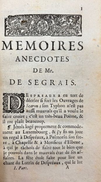 SEGRAIS, Jean Regnault de. Segresiana ou...
