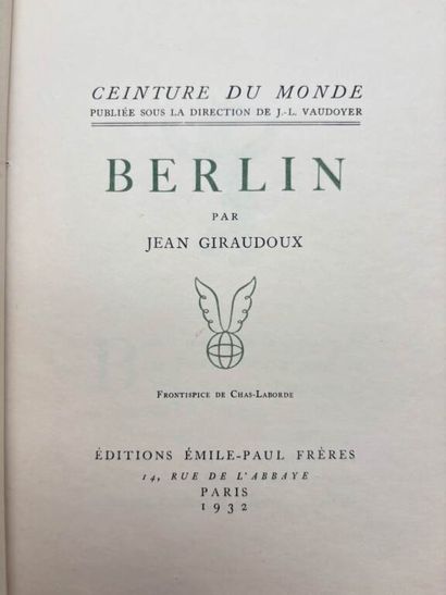 GIRAUDOUX, Jean. Berlin.
Paris, Émile-Paul...
