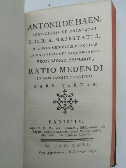 HAEN, Anton de. Ratio medendi in nosocomio...