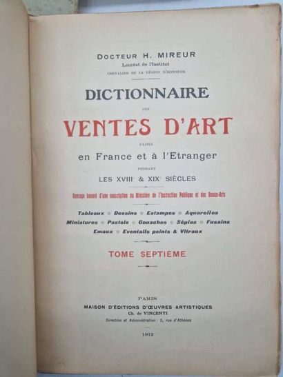 MIREUR, docteur. Dictionnaire des Ventes...