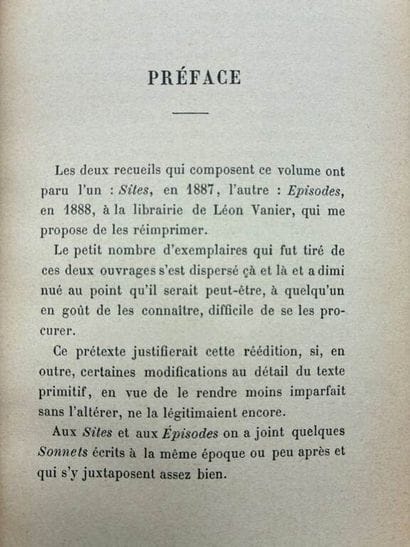 RÉGNIER, Henri de. Épisodes, Sites et Sonnets.

Edité...