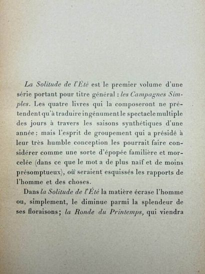GHÉON, Henri. Les Campagnes simples: La solitude...