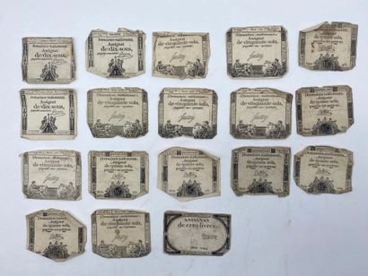 [REVOLUTION]. 58 assignats.
18 assignats...
