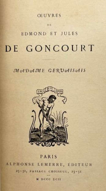 GONCOURT, Edmond et Jules de. 5 novels by...