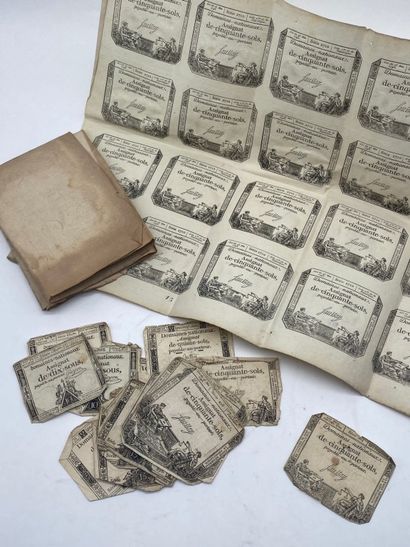[REVOLUTION]. 58 assignats.
18 assignats...