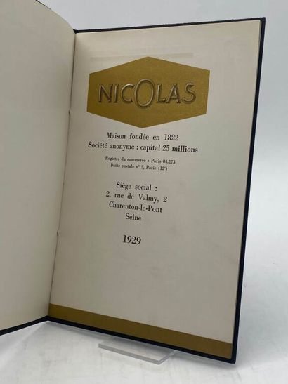 [OENOLOGIE - NICOLAS]. Liste des grands vins...