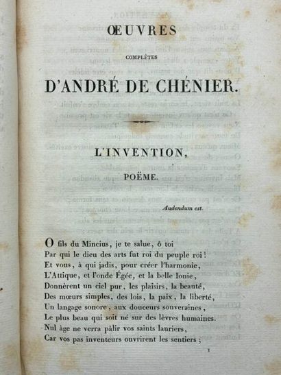 CHÉNIER, André de. Oeuvres complètes.
Published...