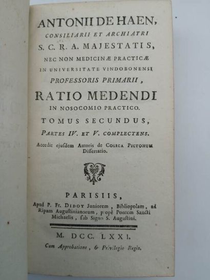 HAEN, Anton de. Ratio medendi in nosocomio...
