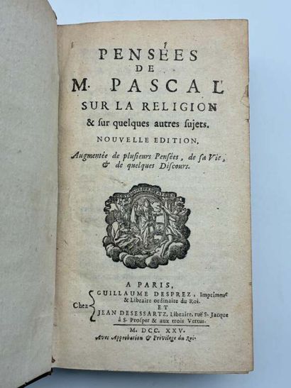 PASCAL, Blaise. Pensées de M. Pascal sur...