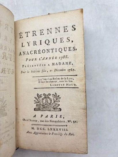 [ETRENNES]. Etrennes lyriques anacréontiques...