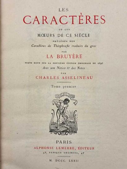 LA BRUYÈRE, Jean de. Les Caractères ou Les...