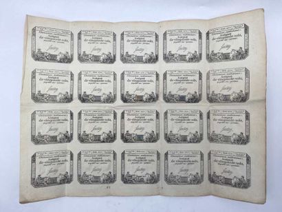 [REVOLUTION]. 58 assignats.
18 assignats...