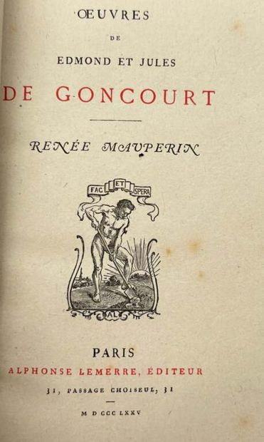 GONCOURT, Edmond et Jules de. 5 novels by...