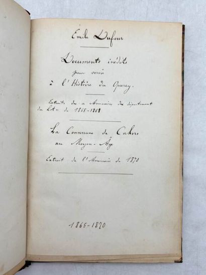 DUFOUR, Emile. Documents inédits sur le Quercy...