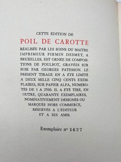 RENARD, Jules et POULBOT. Poil de carotte.

Edité...