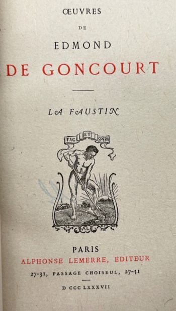 GONCOURT, Edmond et Jules de. 5 novels by...