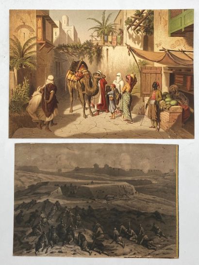 [ESTAMPES]. 9 prints, one signed - Militaria,...