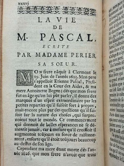 PASCAL, Blaise. Pensées de M. Pascal sur...
