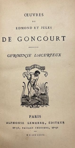GONCOURT, Edmond et Jules de. 5 novels by...