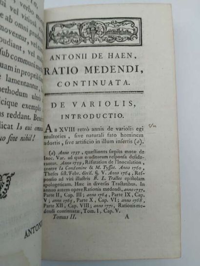 HAEN, Anton de. Ratio medendi in nosocomio...