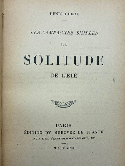 GHÉON, Henri. Les Campagnes simples: La solitude...